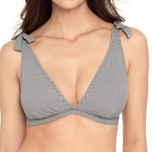 Women's gingham tie black white bikini top size S